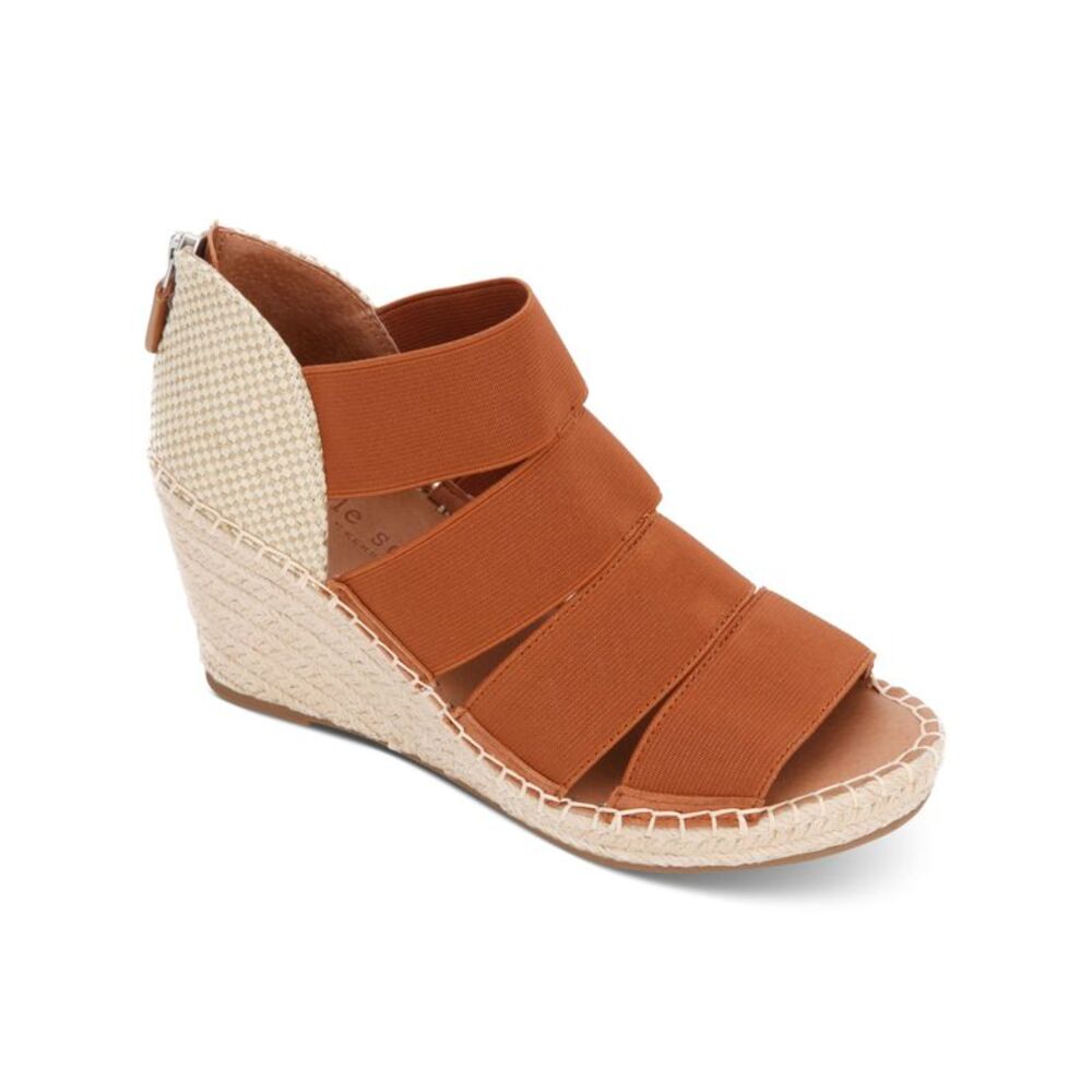 GENTLE SOULS KENNETH COLE Womens Brown 1" Platform Bands Charli Wedge Shoes 7 M